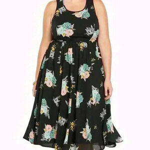 Torrid Black Floral Georgette Midi Dress 14